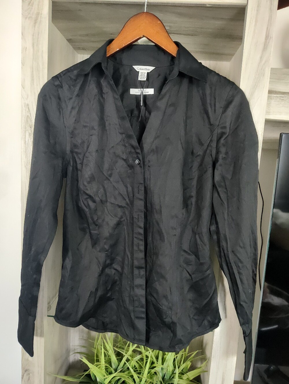 Calvin Klein Black Button-Down Women's Shirt SZ XS